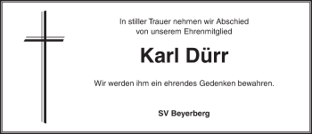 Traueranzeige von Karl Dürr von Dinkelsbühl/ Feuchtwangen