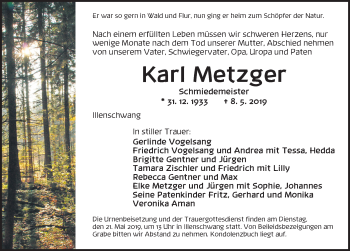 Traueranzeige von Karl Metzger von Dinkelsbühl/ Feuchtwangen