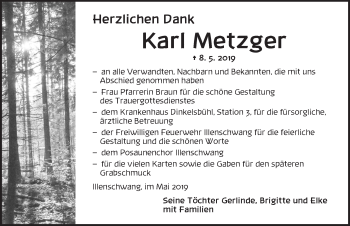 Traueranzeige von Karl Metzger von Dinkelsbühl/ Feuchtwangen