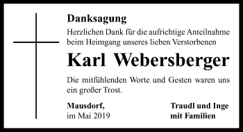 Traueranzeige von Karl Webersberger von Neustadt/ Scheinfeld/ Uffenheim