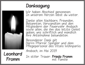 Traueranzeige von Leonhard Fromm von Ansbach