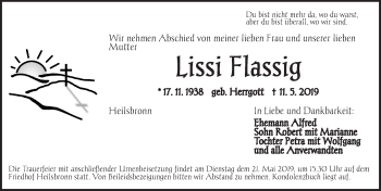 Traueranzeige von Lissi Flassig von Ansbach
