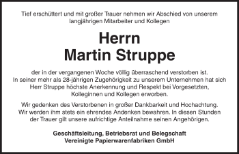 Traueranzeige von Martin Struppe von Dinkelsbühl/ Feuchtwangen