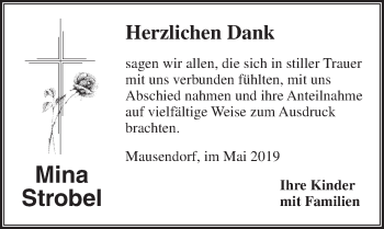 Traueranzeige von Mina Strobel von Ansbach