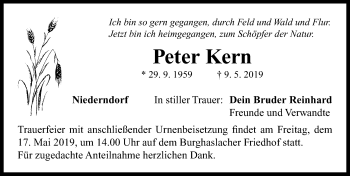 Traueranzeige von Peter Kern von Neustadt/ Scheinfeld/ Uffenheim