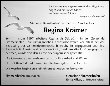 Traueranzeige von Regina Krämer von Neustadt/ Scheinfeld/ Uffenheim