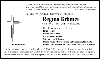 Traueranzeige von Regina Krämer von Neustadt/ Scheinfeld/ Uffenheim