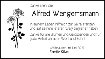 Traueranzeige von Alfred Wengertsmann von Neustadt/ Scheinfeld/ Uffenheim