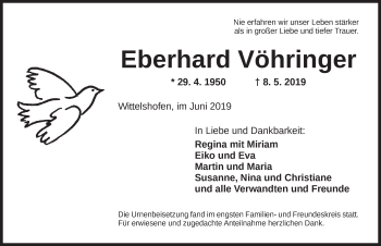 Traueranzeige von Eberhard Vöhringer von Dinkelsbühl/ Feuchtwangen