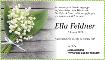 Traueranzeige von Ella Feldner von Dinkelsbühl/ Feuchtwangen