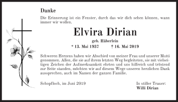Traueranzeige von Elvira Dirian von Dinkelsbühl/ Feuchtwangen