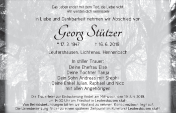 Traueranzeige von Georg Stützer von Gesamtausgabe