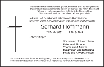 Traueranzeige von Gerhard Hoffmann von Dinkelsbühl/ Feuchtwangen