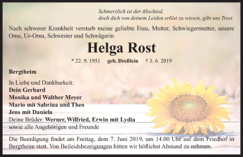 Traueranzeige von Helga Rost von Neustadt/ Scheinfeld/ Uffenheim