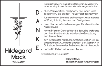 Traueranzeige von Hildegard Mack von Dinkelsbühl/ Feuchtwangen
