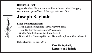 Traueranzeige von Joseph Seybold von Rothenburg