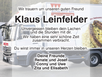 Traueranzeige von Klaus Leinfelder von Dinkelsbühl/ Feuchtwangen