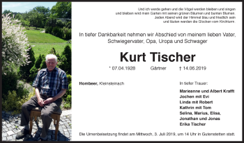 Traueranzeige von Kurt Tischer von Neustadt/ Scheinfeld/ Uffenheim