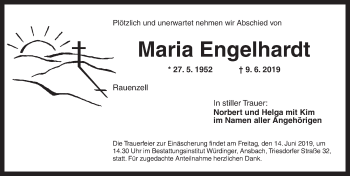 Traueranzeige von Maria Engelhardt von Ansbach