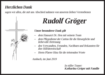 Traueranzeige von Rudolf Gröger von Ansbach