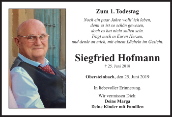 Traueranzeige von Siegfried Hofmann von Neustadt/ Scheinfeld/ Uffenheim