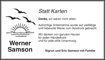 Traueranzeige von Werner Samson von Ansbach