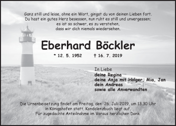 Traueranzeige von Eberhard Böckler von Dinkelsbühl/ Feuchtwangen