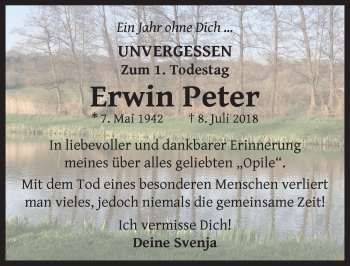 Traueranzeige von Erwin Peter von Neustadt/ Scheinfeld/ Uffenheim