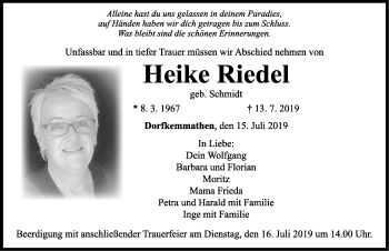 Traueranzeige von Heike Riedel von Dinkelsbühl/ Feuchtwangen