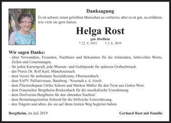 Traueranzeige von Helga Rost von Neustadt/ Scheinfeld/ Uffenheim