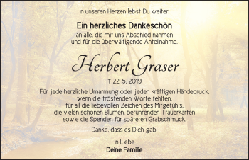 Traueranzeige von Herbert Graser von Dinkelsbühl/ Feuchtwangen