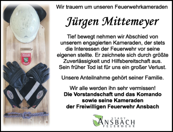 Traueranzeige von Jürgen Mittemeyer von Ansbach
