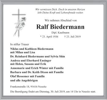 Traueranzeige von Ralf Biedermann von Rothenburg