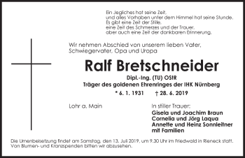 Traueranzeige von Ralf Bretschneider von Ansbach