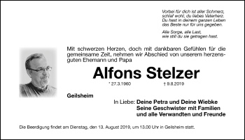 Traueranzeige von Alfons Stelzer von Dinkelsbühl/ Feuchtwangen