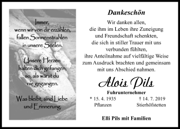 Traueranzeige von Alois Pils von Neustadt/ Scheinfeld/ Uffenheim