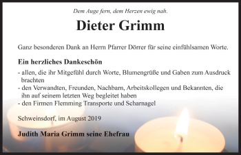 Traueranzeige von Dieter Grimm von Rothenburg