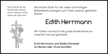 Traueranzeige von Edith Herrmann von Dinkelsbühl/ Feuchtwangen