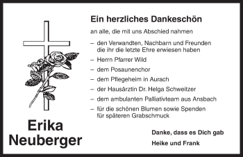 Traueranzeige von Erika Neuberger von Dinkelsbühl/ Feuchtwangen