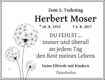 Traueranzeige von Herbert Moser von Dinkelsbühl/ Feuchtwangen