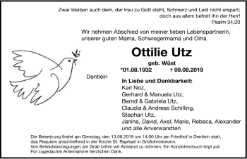 Traueranzeige von Ottilie Utz von Dinkelsbühl/ Feuchtwangen