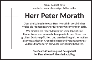 Traueranzeige von Peter Morath von Ansbach
