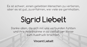 Traueranzeige von Sigrid Liebelt von Dinkelsbühl/ Feuchtwangen