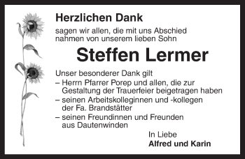 Traueranzeige von Steffen Lermer von Ansbach