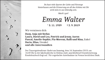 Traueranzeige von Emma  Walter von Ansbach