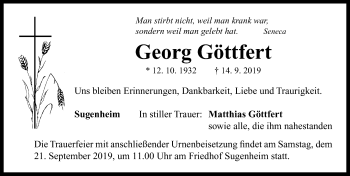 Traueranzeige von Georg Göttfert von Neustadt/ Scheinfeld/ Uffenheim