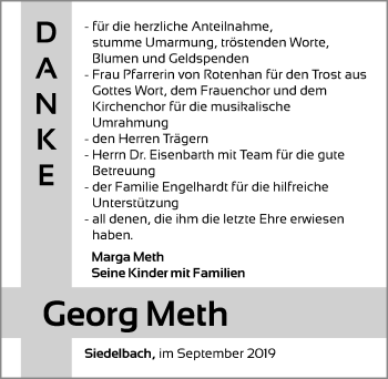 Traueranzeige von Georg Meth von Neustadt/ Scheinfeld/ Uffenheim