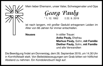 Traueranzeige von Georg Pauly von Neustadt/ Scheinfeld/ Uffenheim