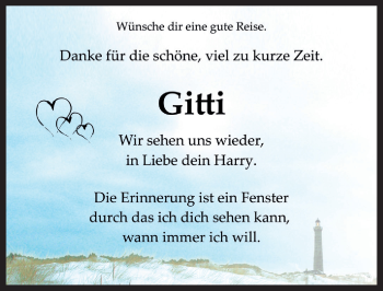 Traueranzeige von Gitti  von Rothenburg