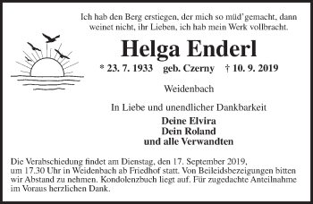 Traueranzeige von Helga Enderl von Ansbach